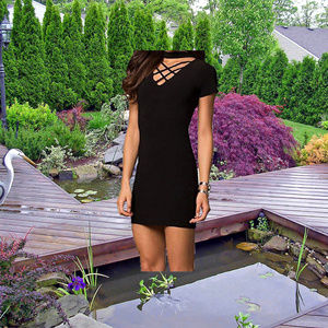 NWT  Cheryl Cage Front Choker Dress in Black
